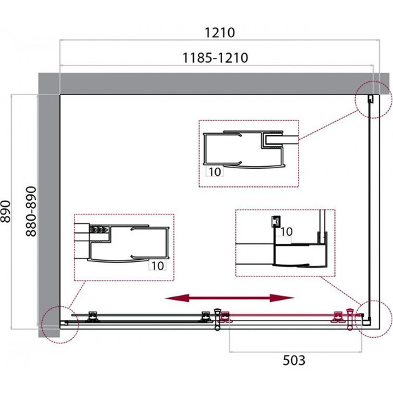 Душевое ограждение BelBagno 120x90 см UNO-195-AH-1-120/90-C-Cr, хром/прозрачное - фото 4
