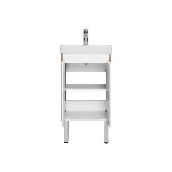 Тумба универсальная с раковиной Акватон Сканди Doors 45 см 1A278701SDZ90, дуб рустикальный/белый глянцевый (ножки в комплекте) - фото 3