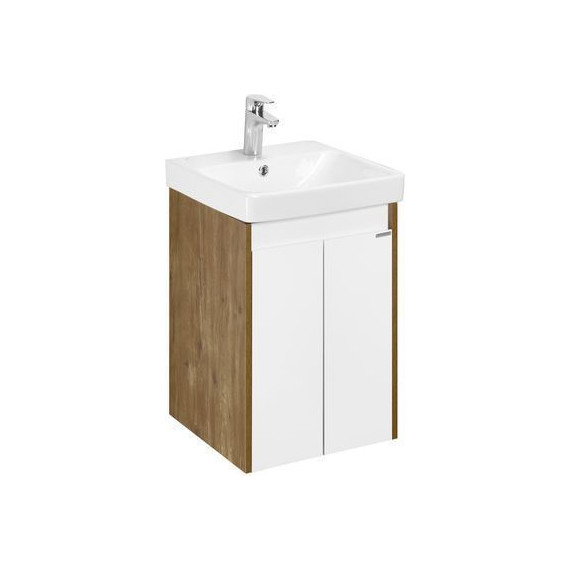 Тумба универсальная с раковиной Акватон Сканди Doors 45 см 1A278701SDZ90, дуб рустикальный/белый глянцевый (ножки в комплекте) - фото 5