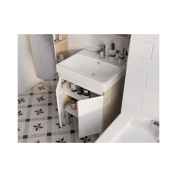 Тумба универсальная с раковиной Акватон Сканди Doors 55 см 1A278801SDB20, дуб верона/белый глянцевый (ножки в комплекте) - фото 9