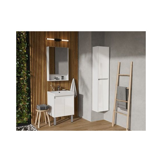 Тумба универсальная с раковиной Акватон Сканди Doors 55 см 1A278801SD010, белый матовый/белый глянцевый (ножки в комплекте) - фото 8