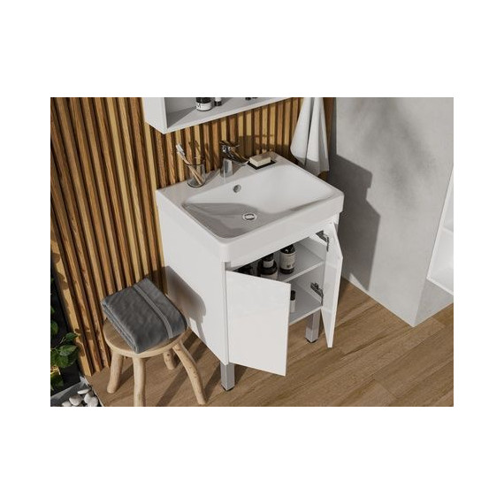 Тумба универсальная с раковиной Акватон Сканди Doors 55 см 1A278801SD010, белый матовый/белый глянцевый (ножки в комплекте) - фото 9