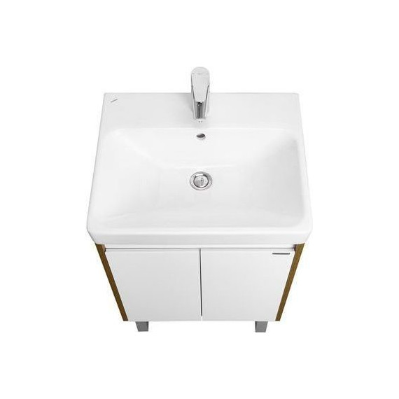 Тумба универсальная с раковиной Акватон Сканди Doors 55 см 1A278801SDZ90, дуб рустикальный/белый глянцевый (ножки в комплекте) - фото 4