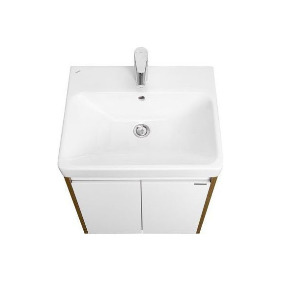 Тумба универсальная с раковиной Акватон Сканди Doors 55 см 1A278801SDZ90, дуб рустикальный/белый глянцевый (ножки в комплекте) - фото 6