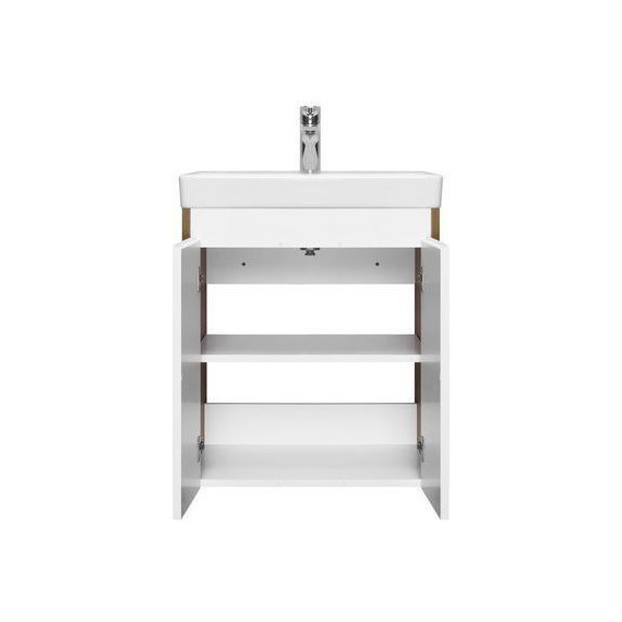 Тумба универсальная с раковиной Акватон Сканди Doors 55 см 1A278801SDZ90, дуб рустикальный/белый глянцевый (ножки в комплекте) - фото 7