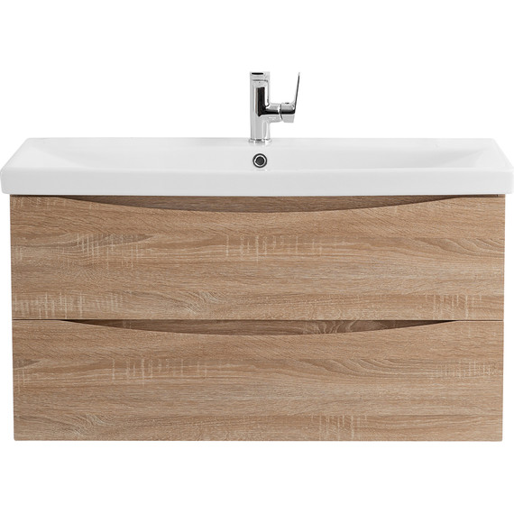 Тумба подвесная с раковиной BelBagno MARINO-CER-900-2C-SO-WO-P 90 см, Rovere Bianco - фото 