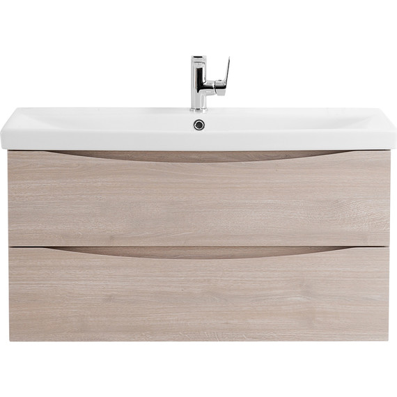 Тумба подвесная с раковиной BelBagno MARINO-CER-900-2C-SO-RG-P 90 см, Rovere Grigio - фото 