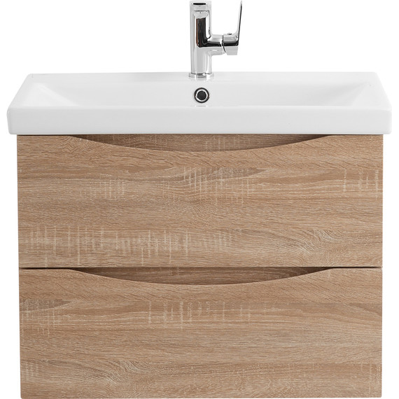 Тумба подвесная с раковиной BelBagno MARINO-CER-700-2C-SO-WO-P 70 см, Rovere Bianco - фото 