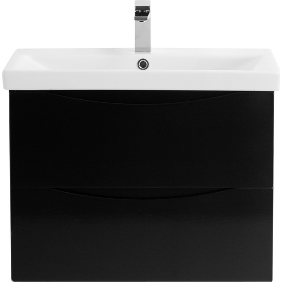 Тумба подвесная с раковиной BelBagno MARINO-CER-700-2C-SO-NL-P 70 см, Nero Lucido - фото 