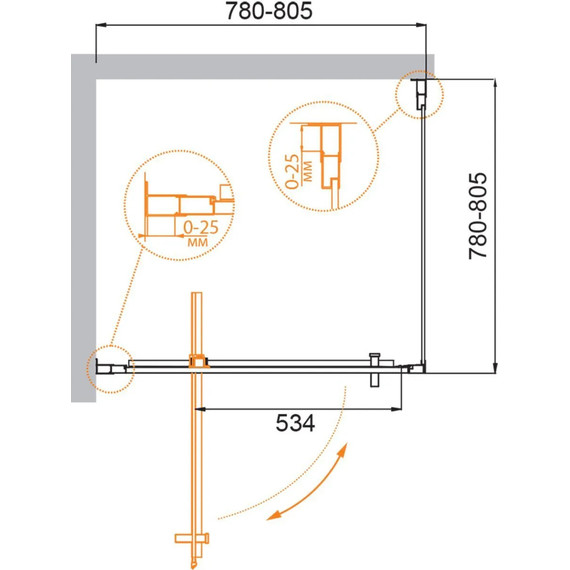 Душевое ограждение Cezares 80х80 см MOLVENO-A-1-80-C-Cr-IV, хром/прозрачное - фото 2