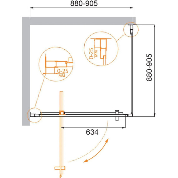 Душевое ограждение Cezares 90х90 см MOLVENO-A-1-90-C-Cr-IV, хром/прозрачное - фото 2