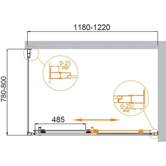 Душевое ограждение Cezares 120х80 см MOLVENO-AH-11-120/80-C-Cr-IV, хром/прозрачное - фото 2