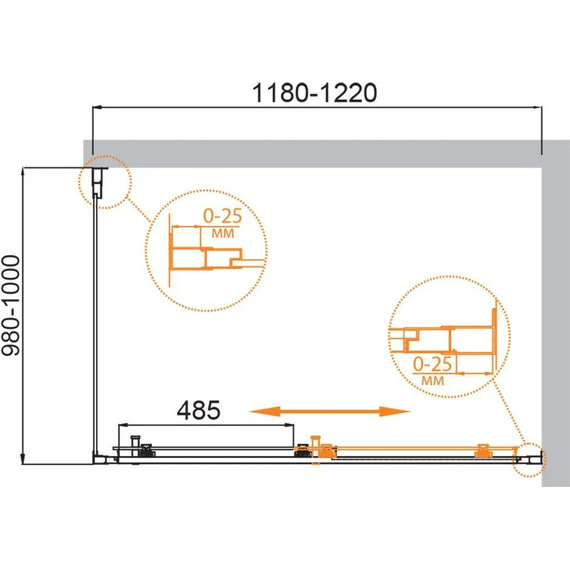 Душевое ограждение Cezares 120х100 см MOLVENO-AH-11-120/100-C-Cr-IV, хром/прозрачное - фото 2