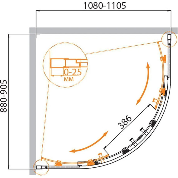 Душевое ограждение Cezares 110х90 см MOLVENO-RH-2-110/90-C-Cr-IV, хром/прозрачное - фото 6