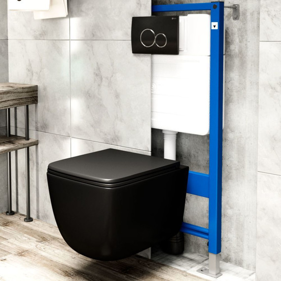 Унитаз подвесной безободковый Point Меркурий PN41831BM с крышкой микролифт, черный матовый, Цвет производителя: чёрный - фото 8