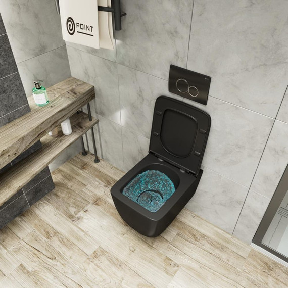 Унитаз подвесной безободковый Point Меркурий PN41831BM с крышкой микролифт, черный матовый, Цвет производителя: чёрный - фото 7