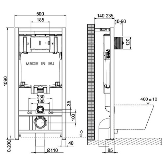 Инсталляция Oli 80 Eco с подвесным безободковым унитазом Point Афина 886914GBO1+PN41041 - фото 6