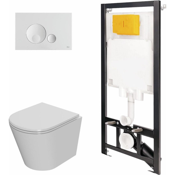 Инсталляция Oli 80 Eco с подвесным безободковым унитазом Point Виктория 886914GBO1+PN41061 - фото 