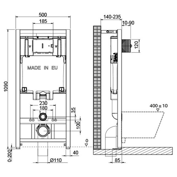 Инсталляция Oli 80 Eco с подвесным безободковым унитазом Point Веста 886914GBO3+PN41701BM, черный матовый - фото 6