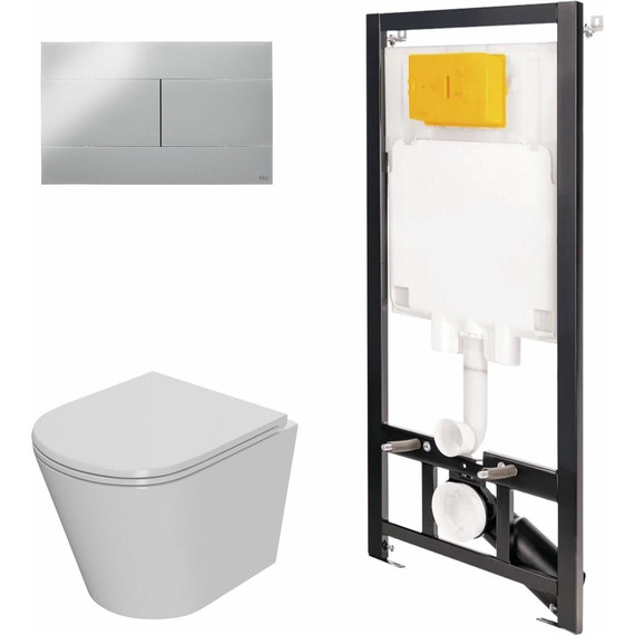 Инсталляция Oli 80 Eco с подвесным безободковым унитазом Point Виктория 886914SIOO+PN41061 - фото 