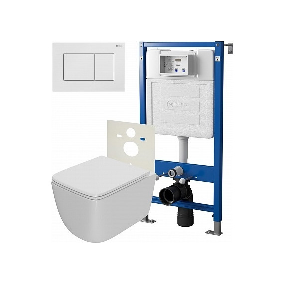 Инсталляция Point Элемент с подвесным безободковым унитазом Меркурий PN48011W - фото 