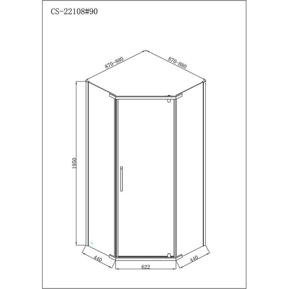 Душевое ограждение Loranto Neo 90x90 см CS-22108 (стекло 8 мм) хром/прозрачное - фото, картинка 3 Душевое ограждение Loranto Neo 90x90 см CS-22108 (стекло 8 мм) хром/прозрачное - фото 3