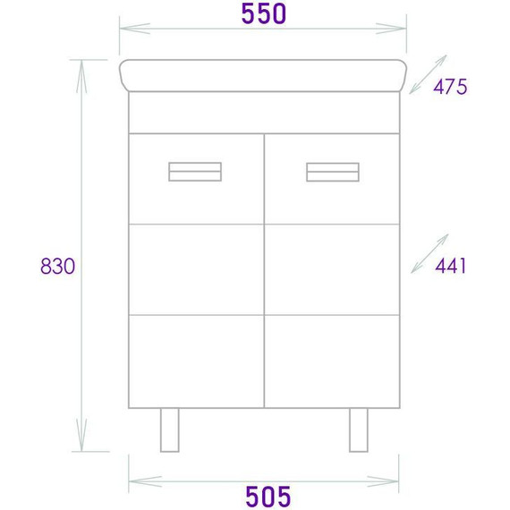 Тумба напольная с раковиной Onika Балтика-Квадро Black 55 см 105552 - фото 12