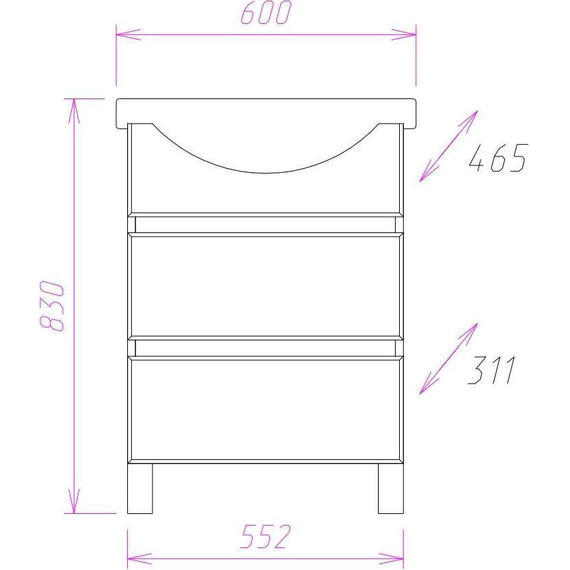 Тумба напольная с раковиной Onika Элита 60 см 106120 - фото 9