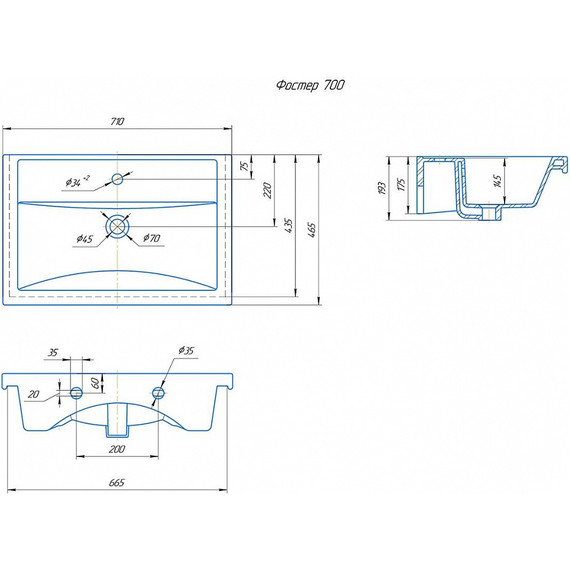 Тумба подвесная с раковиной Onika Легран 70 см 107048, дуб галифакс - фото, картинка 9 Тумба подвесная с раковиной Onika Легран 70 см 107048, дуб галифакс - фото 9
