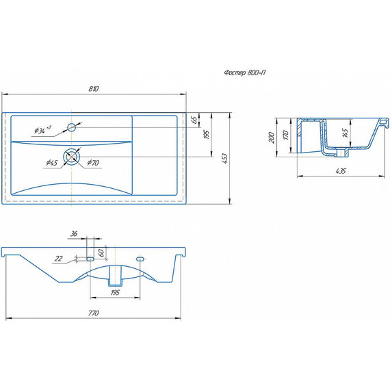 Тумба напольная с раковиной-столешницей Onika Тимбер 80 см 108045, белый матовый/дуб сонома - фото 9