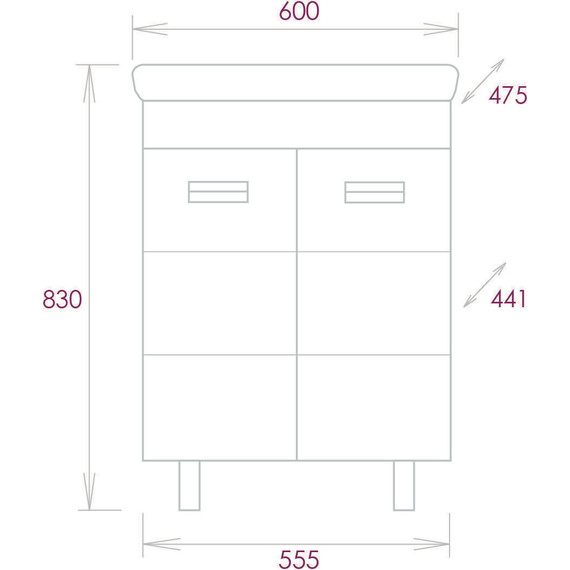 Тумба напольная с раковиной Onika Балтика-Квадро Black 60 см 106139 - фото 12