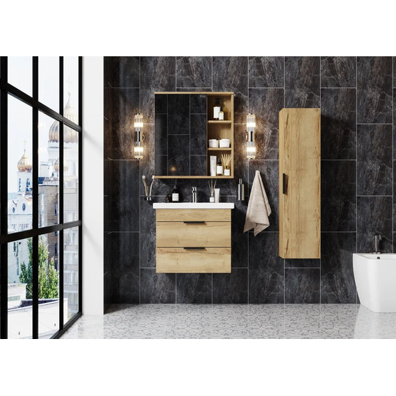 Тумба подвесная с раковиной Onika Легран 70 см 107048, дуб галифакс - фото, картинка 3 Тумба подвесная с раковиной Onika Легран 70 см 107048, дуб галифакс - фото 3