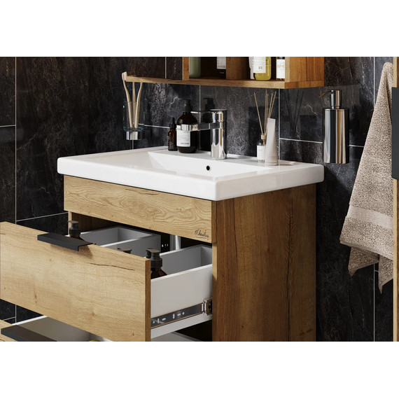 Тумба подвесная с раковиной Onika Легран 70 см 107048, дуб галифакс - фото, картинка 6 Тумба подвесная с раковиной Onika Легран 70 см 107048, дуб галифакс - фото 6