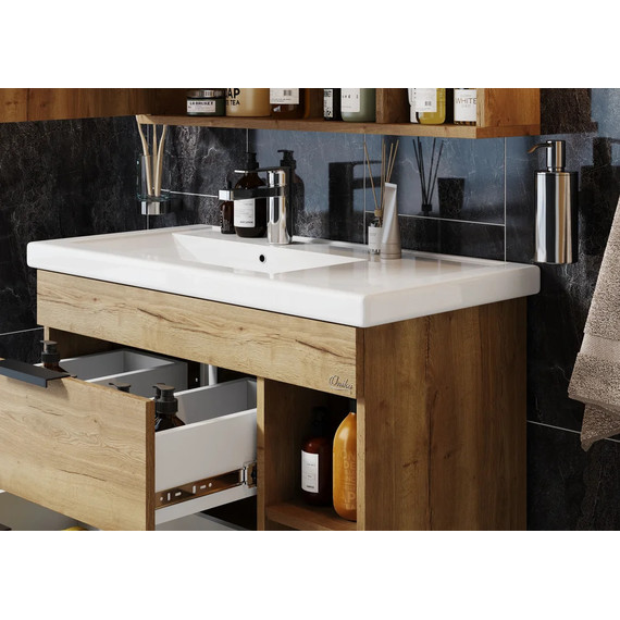 Тумба подвесная с раковиной Onika Легран 80 см 108047, дуб галифакс - фото 6