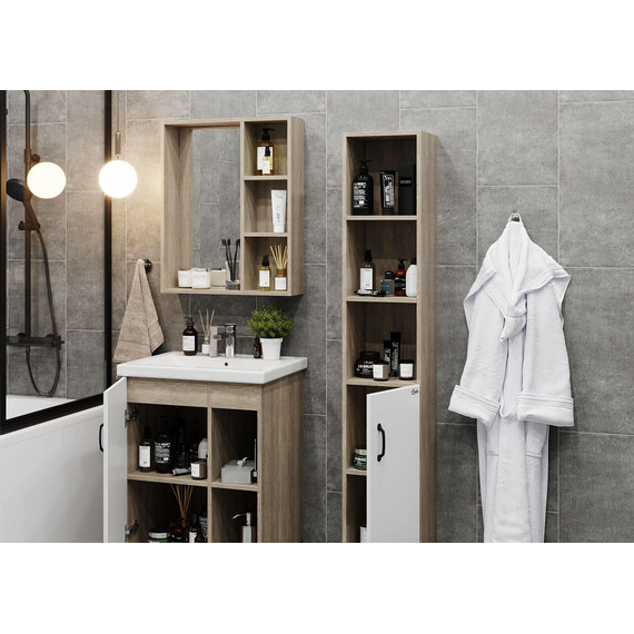 Тумба напольная с раковиной Onika Тимбер 60 см 106115, белый матовый/дуб сонома - фото 5