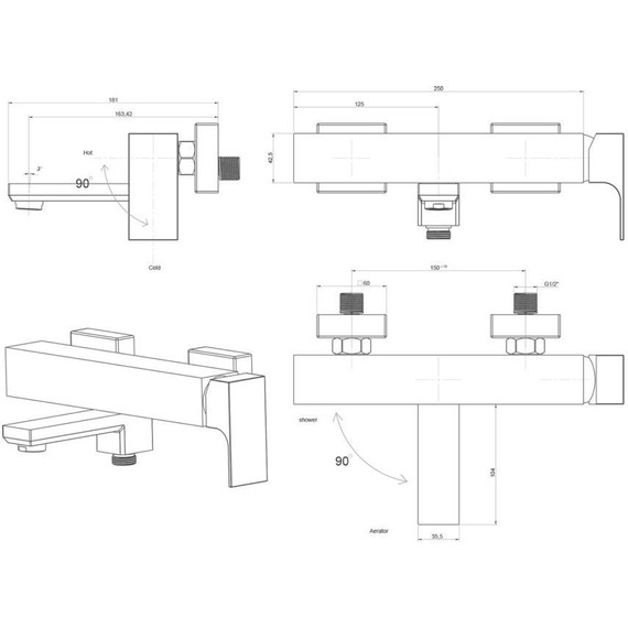 Смеситель для ванны Paini Grazia 21PZ111, черный матовый - фото 9
