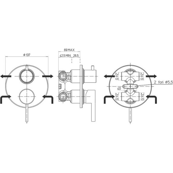 Смеситель для ванны Paini Brera 74CR6911 - фото 3