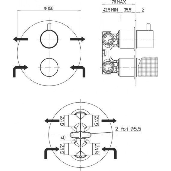 Смеситель для ванны Paini Cox Grip 7GCR6911 - фото 5