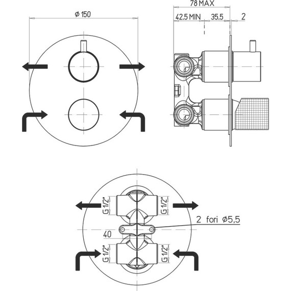 Смеситель для ванны Paini Cox Grip 7GPZ6911, черный матовый - фото 6