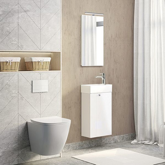 Тумба подвесная с раковиной Comforty Асти 40 см, белый глянцевый - фото 3