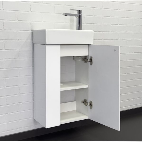 Тумба подвесная с раковиной Comforty Асти 40 см, белый глянцевый - фото 6