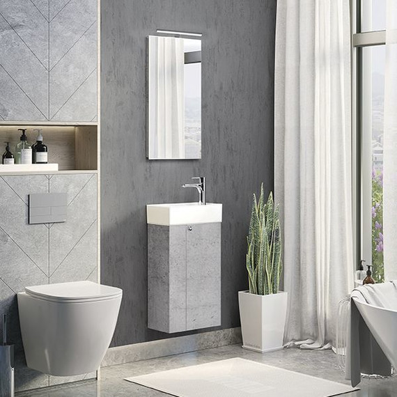Тумба подвесная с раковиной Comforty Асти 40 см, бетон светлый - фото 3