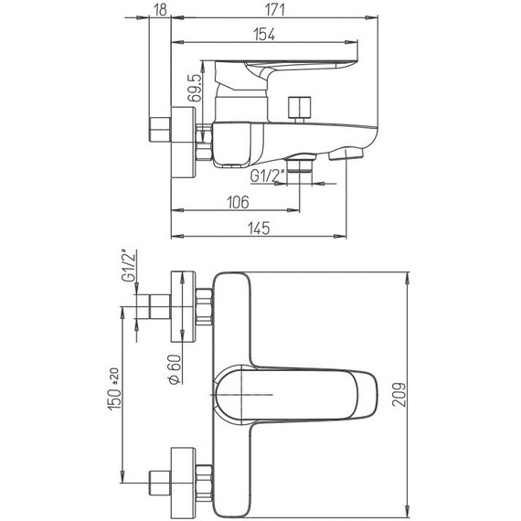 Смеситель для ванны Paini Nove 09YO111, черный - фото 3
