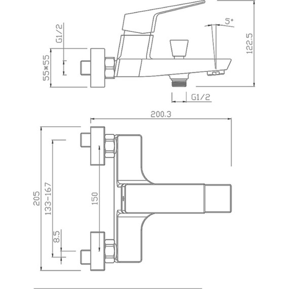 Смеситель для ванны Paini Torre 98CR111 - фото 6