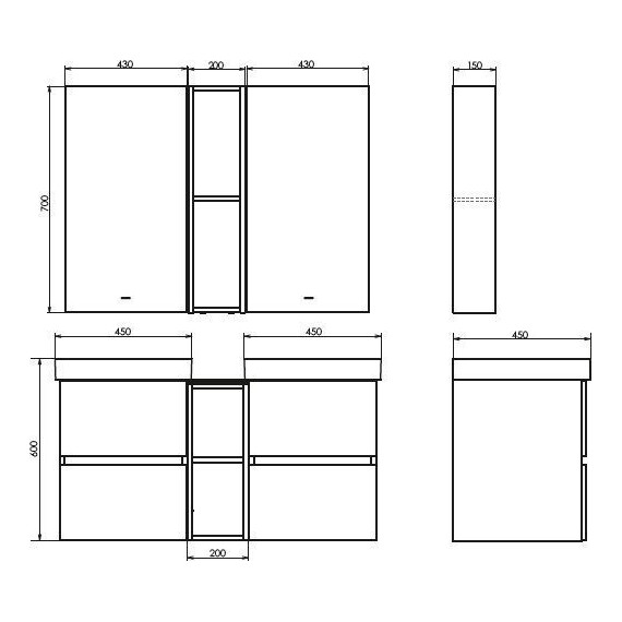 Тумбы подвесные с раковинами Comforty Дартфорд 110 см, дуб тёмно-коричневый - фото 5