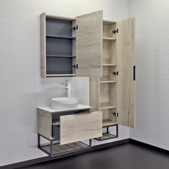 Тумба подвесная с раковиной Comforty Порто 60 см (раковина Comforty 9111) дуб дымчатый - фото 6