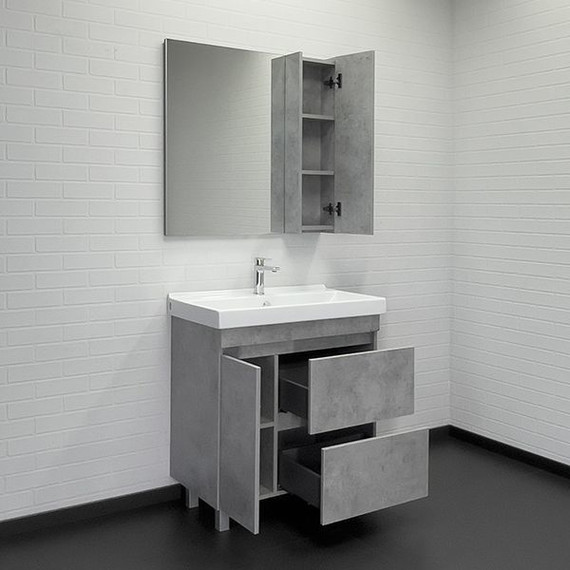 Тумба напольная с раковиной Comforty Осло 80Н см, бетон светлый - фото 5