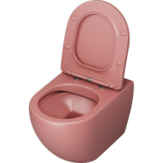 Унитаз подвесной безободковый Grossman Color GR-4455PIMS с тонкой крышкой микролифт, розовый матовый, Цвет производителя: красный - фото 7