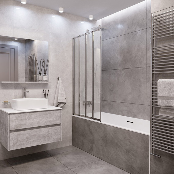 Шторка для ванны Grossman 800х1400 мм GR-107, хром/прозрачное - фото 2