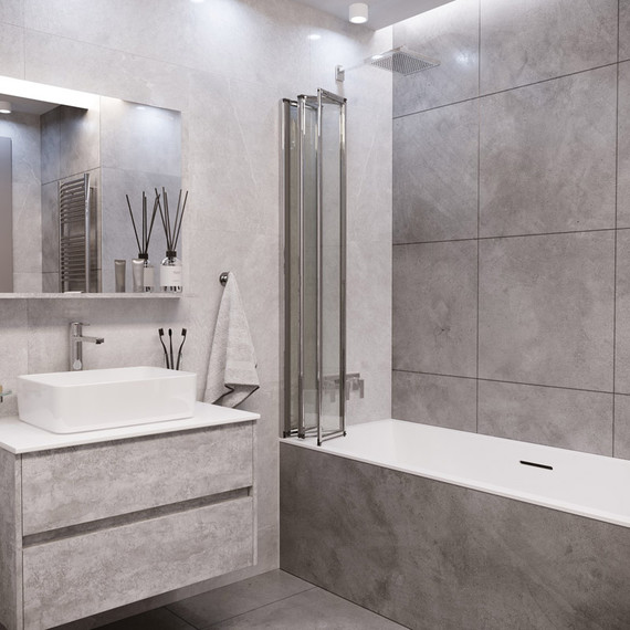 Шторка для ванны Grossman 800х1400 мм GR-107, хром/прозрачное - фото 3